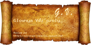 Glovnya Vászoly névjegykártya